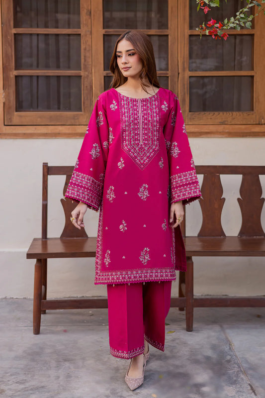 JAHAN Ara Embroidery in Bold Pink