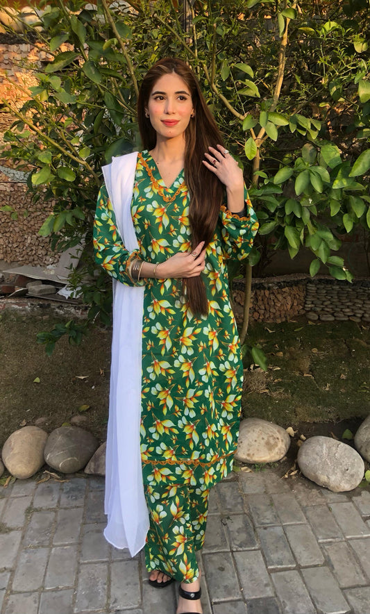 Printed Pure Lawn 3pcs Suit