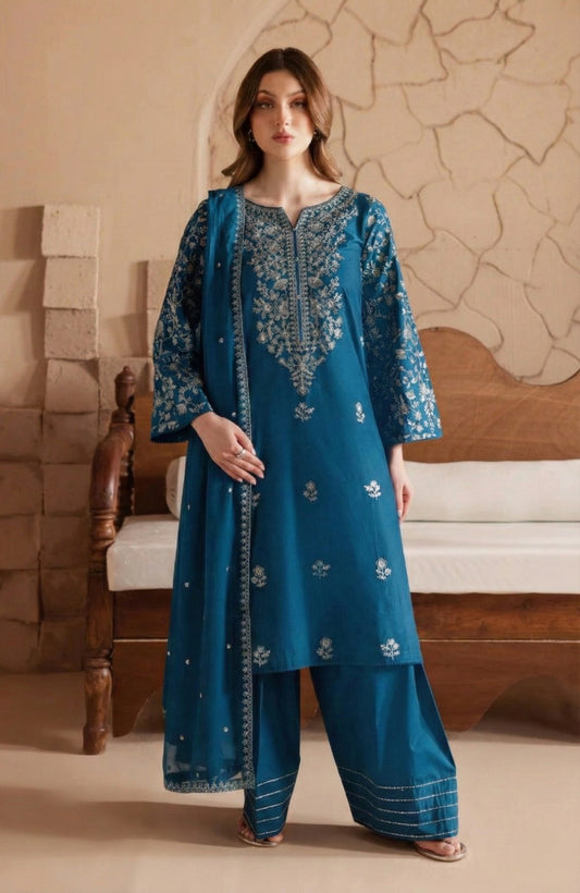 Mai tai 3Pc - Embroidered Khaddar Dress