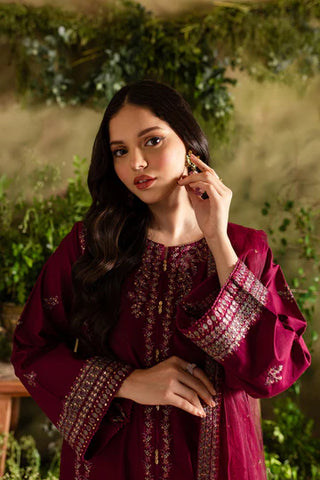 Jugnu 3Pc - Embroidered khaddar dress
