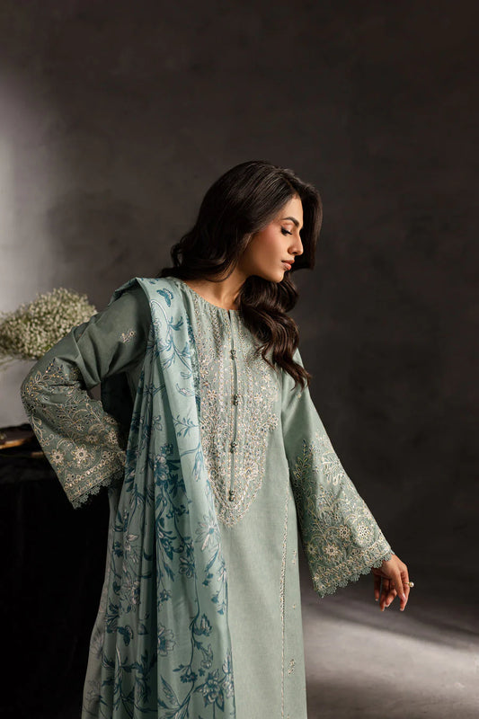 Blue Clue 3Pc - Embroidered Lawn Dress