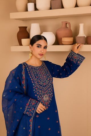 Claudette 3Pc - Embroidered Premium Khaddar Dress