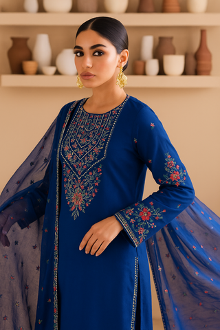 Claudette 3Pc - Embroidered Premium Khaddar Dress