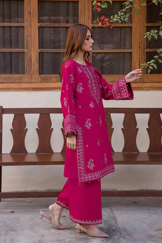 JAHAN Ara  Embroidery in Bold Pink