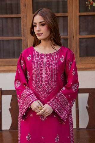 JAHAN Ara  Embroidery in Bold Pink