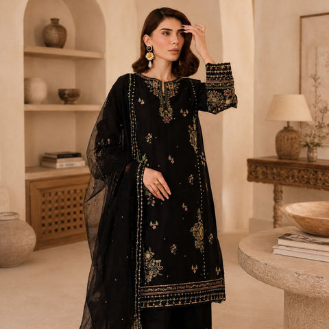 Elmira 3Pc - Embroidered Lawn Dress