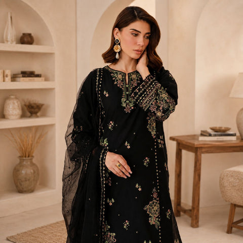 Elmira 3Pc - Embroidered Lawn Dress