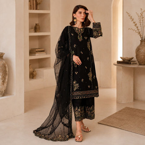 Elmira 3Pc - Embroidered Lawn Dress