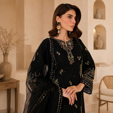 Elmira 3Pc - Embroidered Lawn Dress
