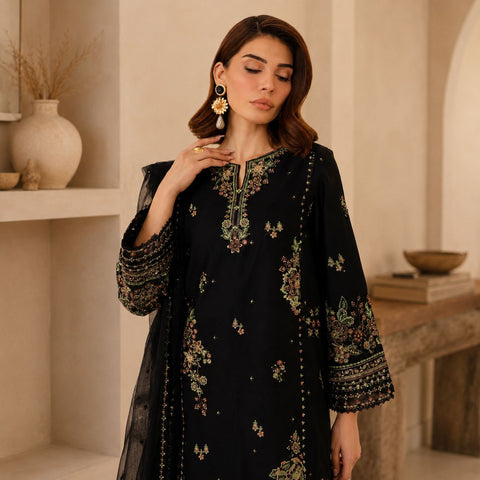 Elmira 3Pc - Embroidered Lawn Dress