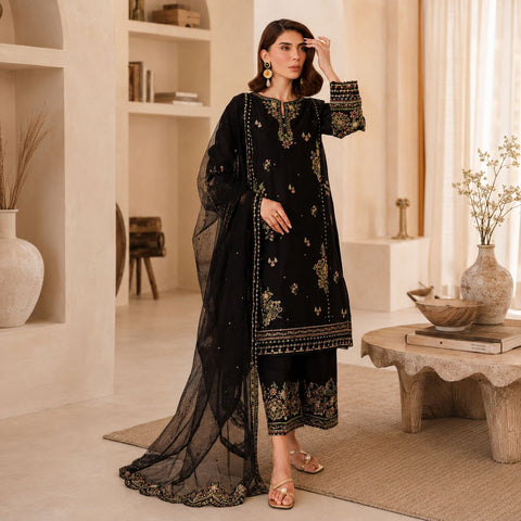 Elmira 3Pc - Embroidered Lawn Dress