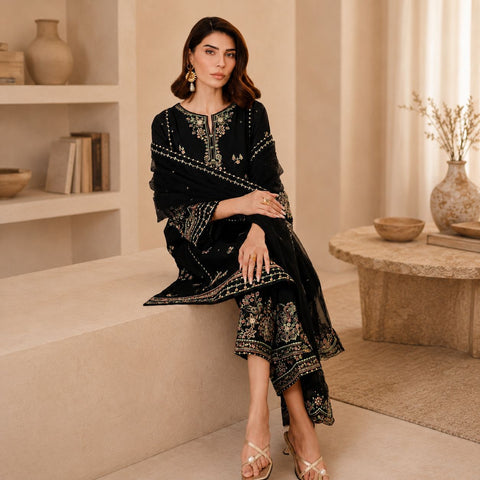 Elmira 3Pc - Embroidered Lawn Dress