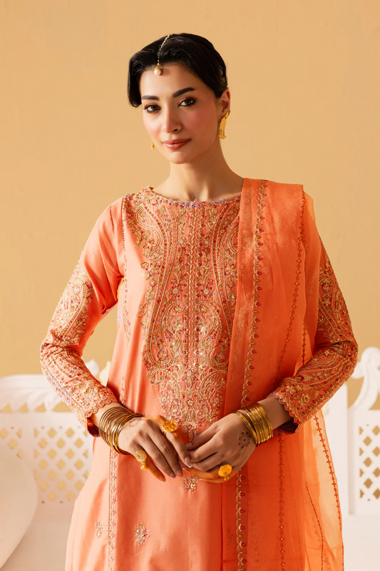 Pink Glam 3pc - Embroidered pure Khaddar Pret