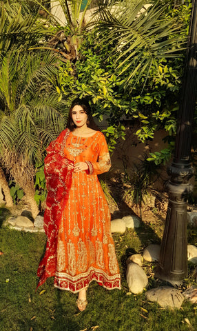 Maxi Zaari and thread work, Long Flare with Premium Hand work