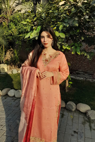 Embroidery work on shirt with Adda work