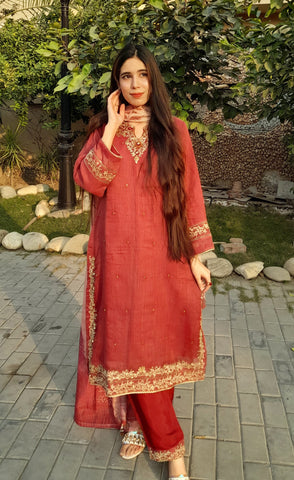 Embroidery work on shirt with Adda work