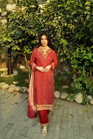 Embroidery work on shirt with Adda work