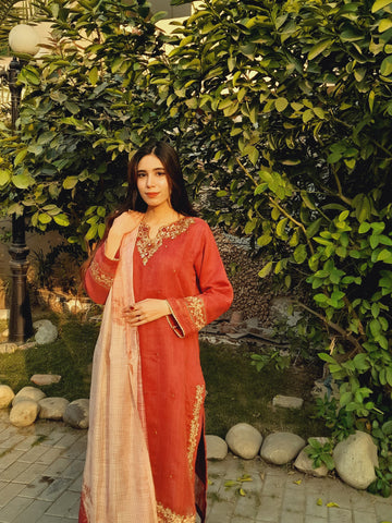 Embroidery work on shirt with Adda work