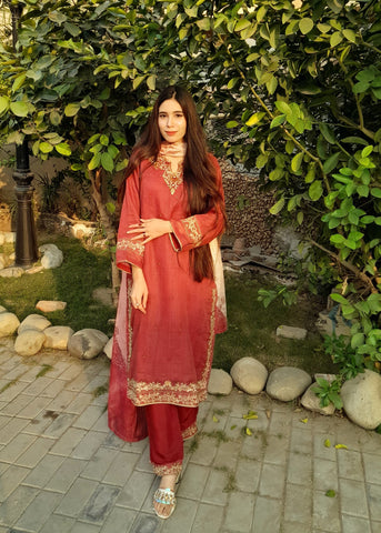 Embroidery work on shirt with Adda work