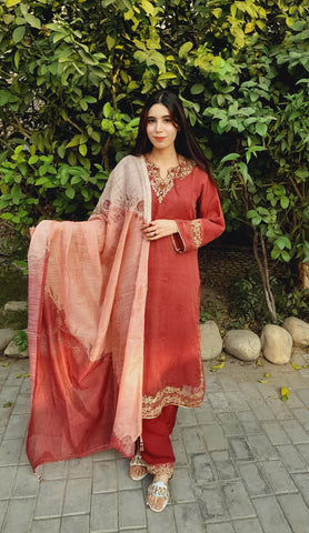 Embroidery work on shirt with Adda work