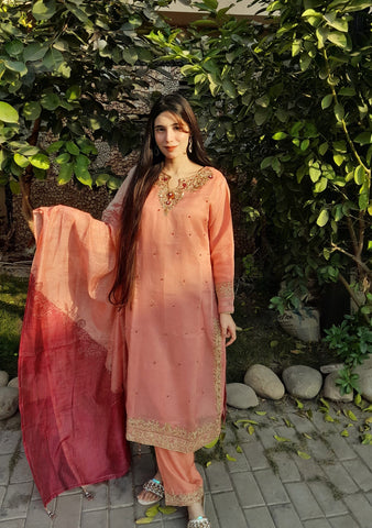 Embroidery work on shirt with Adda work