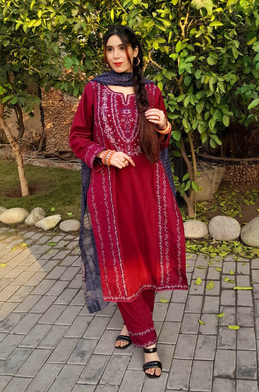 Sequence khaddar Embroided Shirt