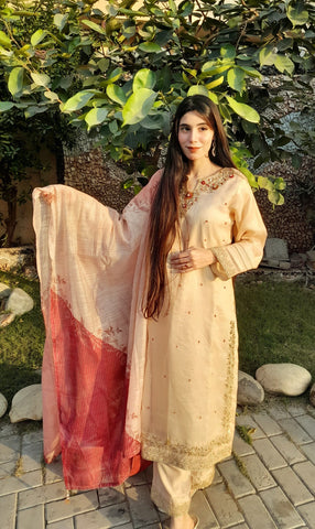 Embroidery work on shirt with Adda work