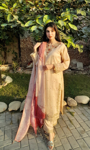 Embroidery work on shirt with Adda work