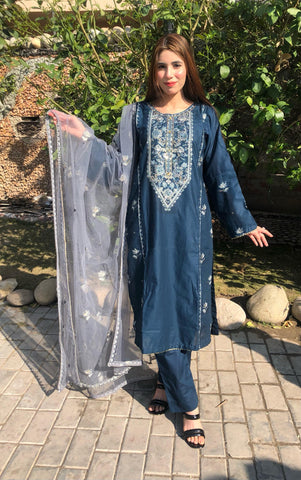 Embroidery Pure Lawn 3pcs Suit