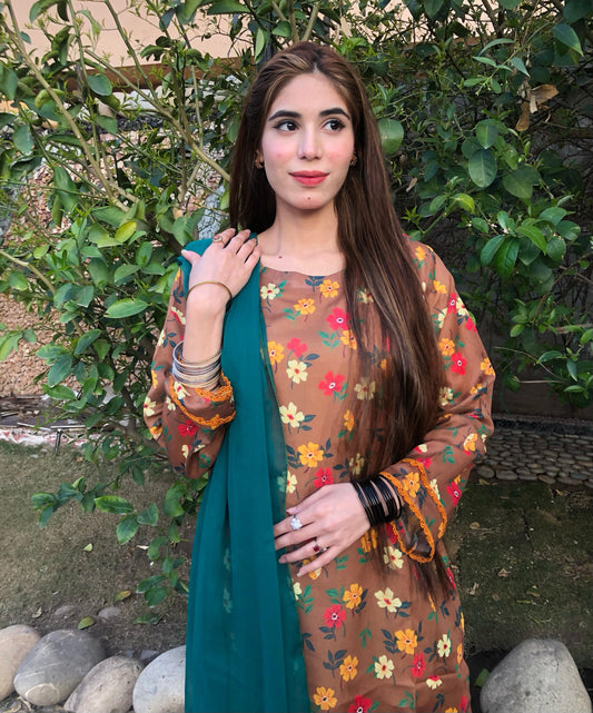 Printed Pure Lawn 3pcs Suit