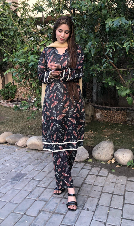Printed Pure Lawn 3pcs Suit