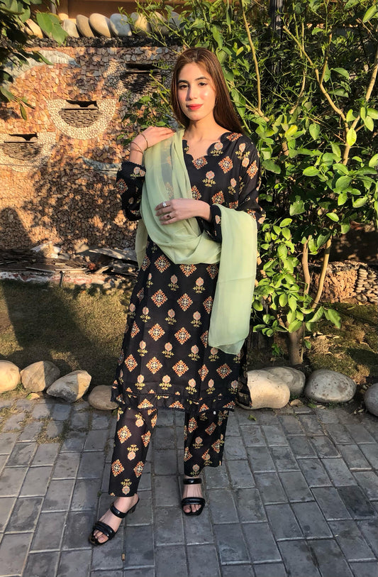 Printed Pure Lawn 3pcs Suit