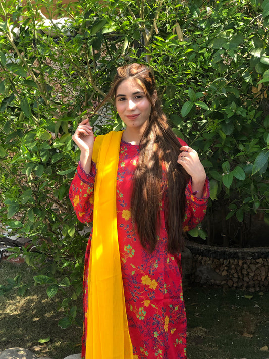 Printed Pure Lawn 3pcs Suit