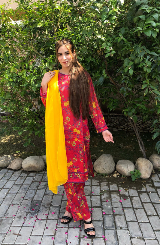 Printed Pure Lawn 3pcs Suit