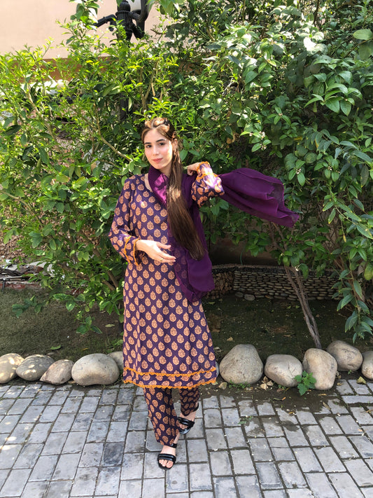 Printed Pure Lawn 3pcs Suit