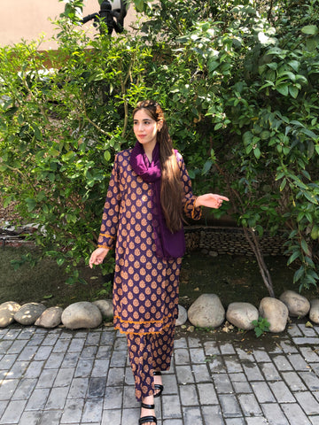 Printed Pure Lawn 3pcs Suit
