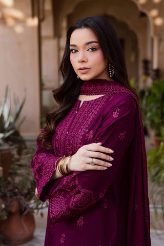 Maroon Henna 3Pc - Embroidered Lawn Dress