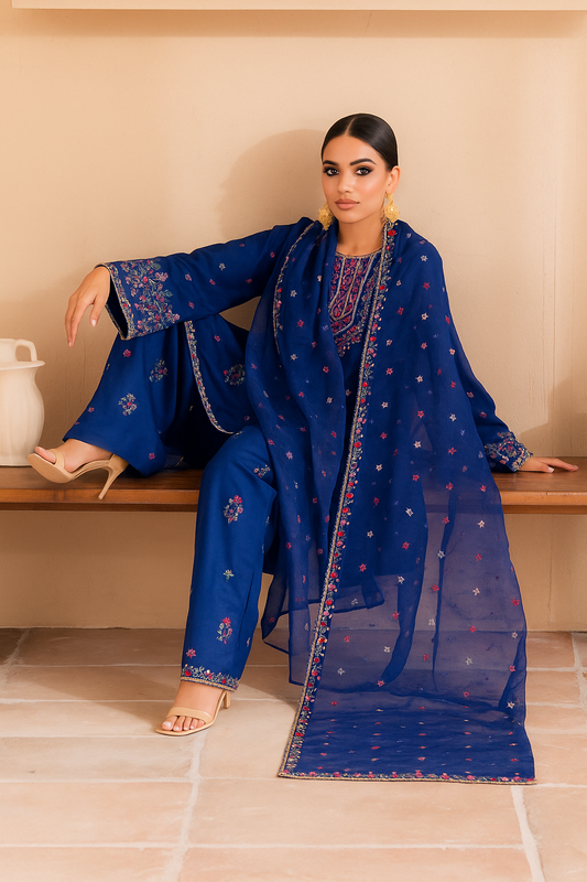 Claudette 3Pc - Embroidered Premium Khaddar Dress