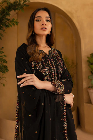 Black Wine 3Pc - Embroidered Lawn Dress