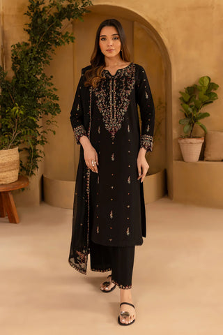 Black Wine 3Pc - Embroidered Lawn Dress