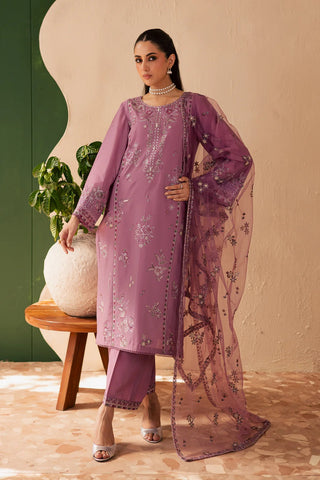Lilac Glam 3Pc - Embroidered Premium lawn Dress