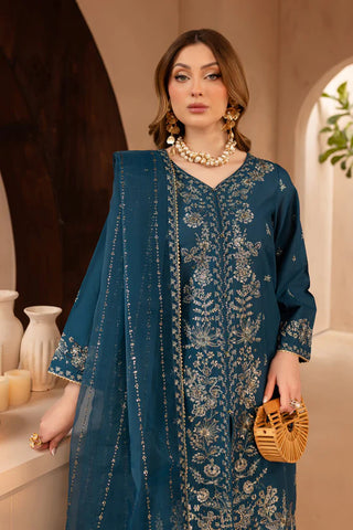 Mehra 3Pc - Embroidered Winter Cotton Dress