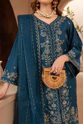 Mehra 3Pc - Embroidered Winter Cotton Dress