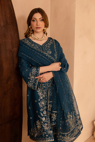 Mehra 3Pc - Embroidered Winter Cotton Dress