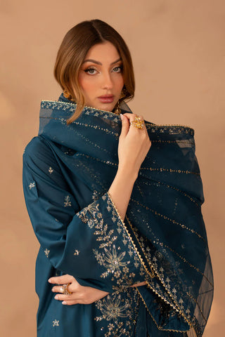 Mehra 3Pc - Embroidered Winter Cotton Dress