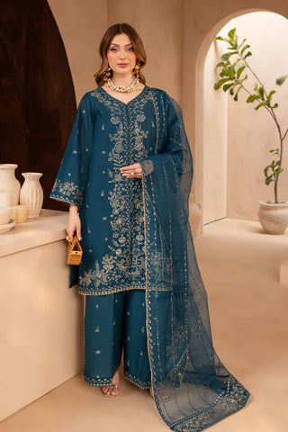 Mehra 3Pc - Embroidered Winter Cotton Dress
