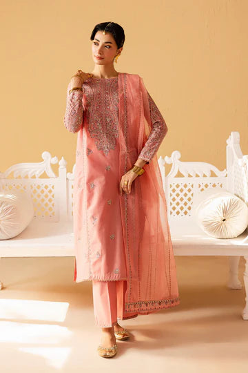Pink Glam 3pc - Embroidered pure Khaddar Pret