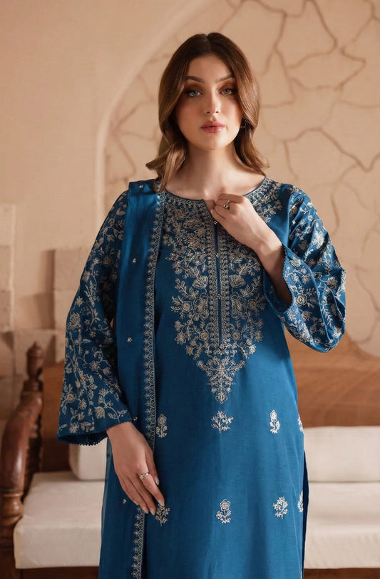 Mai tai 3Pc - Embroidered Khaddar Dress
